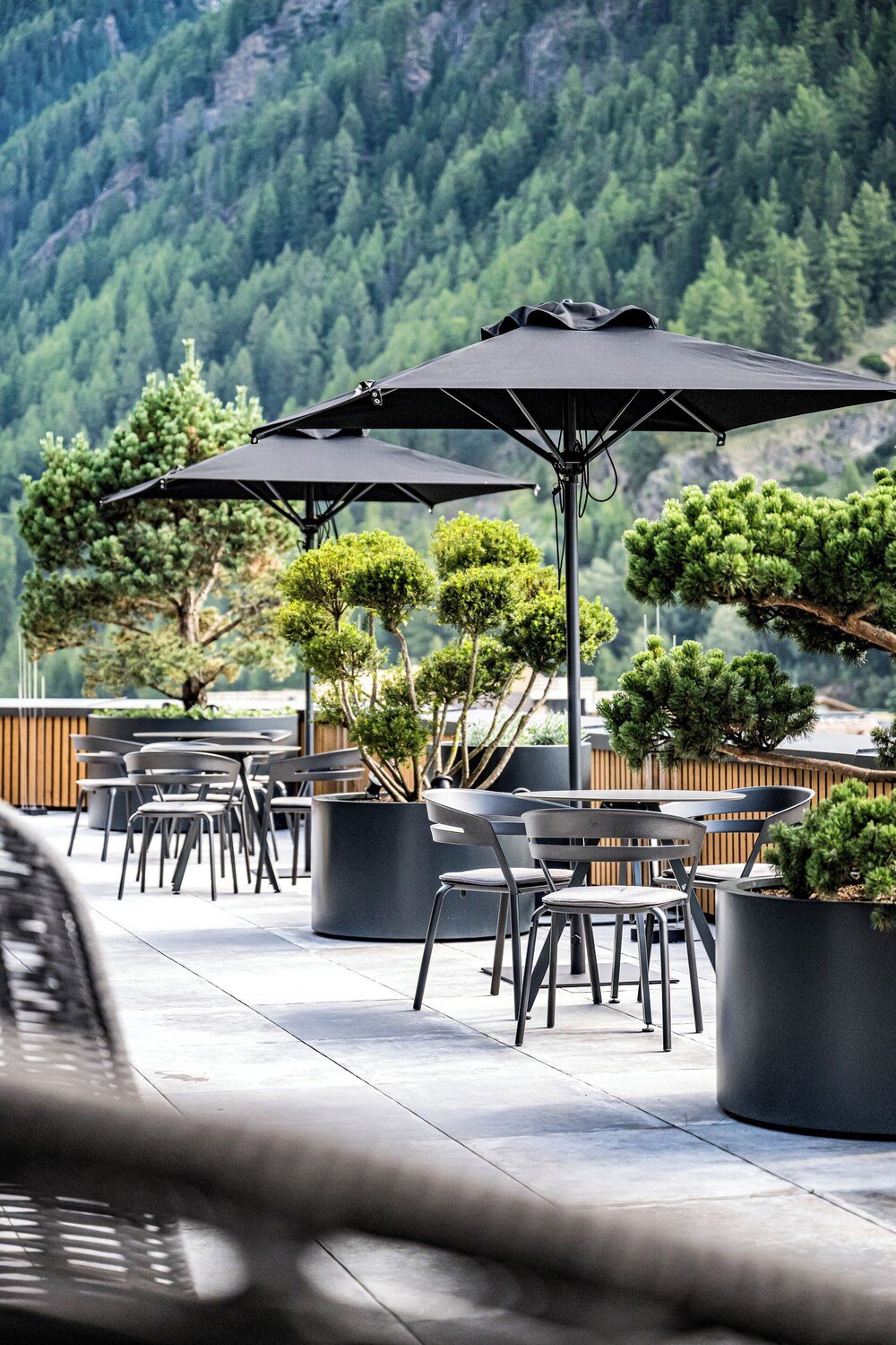 Rooftop terrace at the Alpina hotel in Sölden