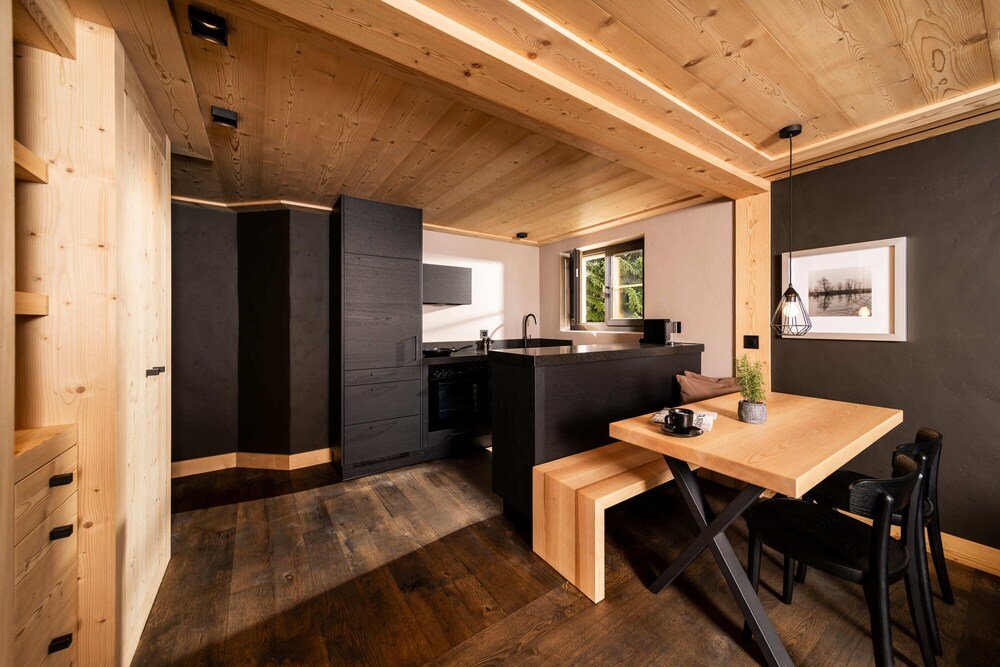 Modern kitchen with dark cabinetry