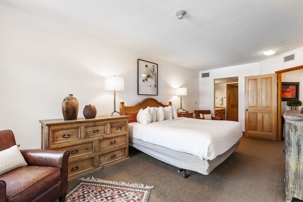 Bedroom with a large bed in a Park City condo