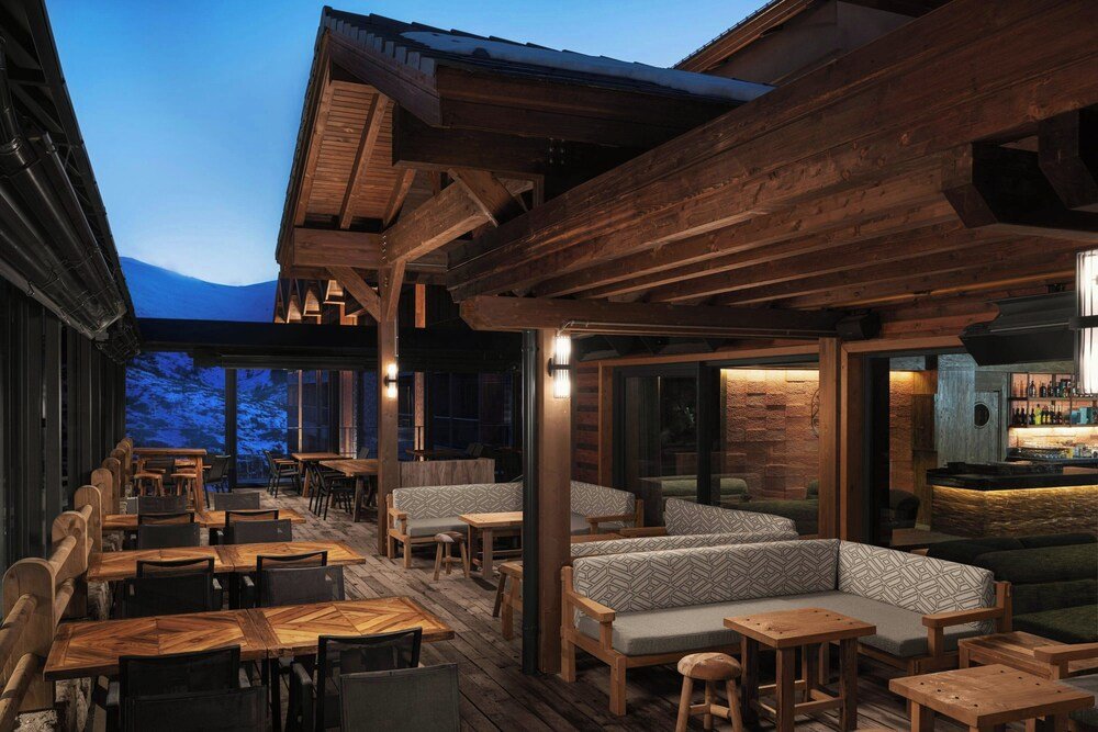 Wooden outdoor seating area