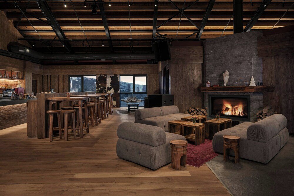 Living area with a fireplace