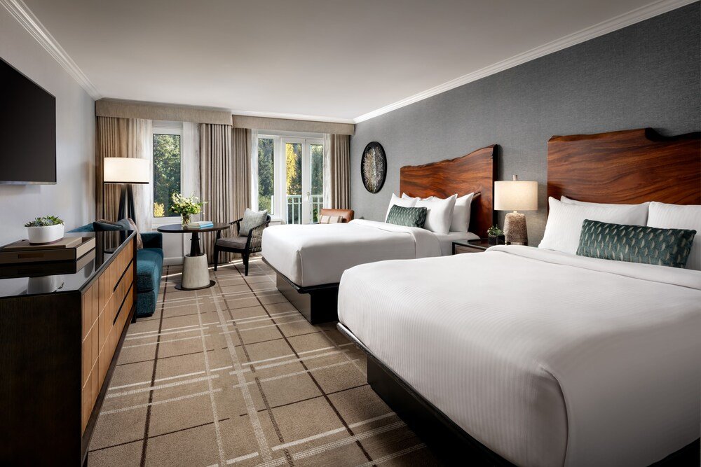 Hotel room with two beds at the Whistler resort