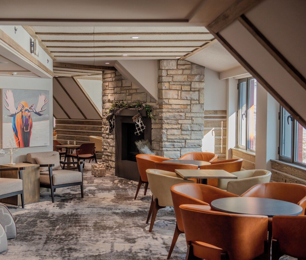 Modern interior with stone details at the Tremblant resort