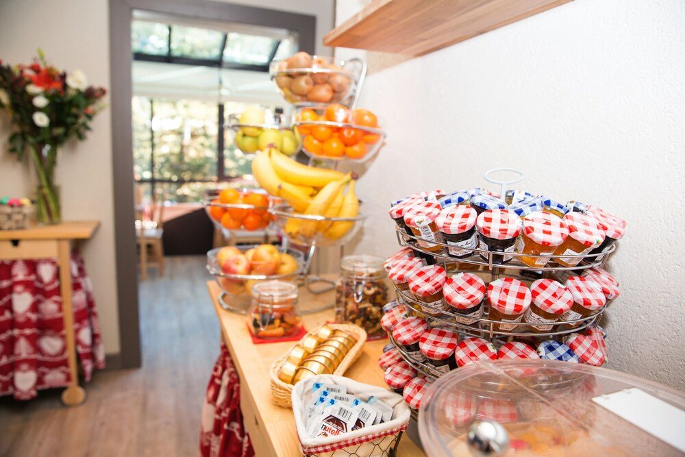 Buffet table with food at Hotel Bristol in Verbier