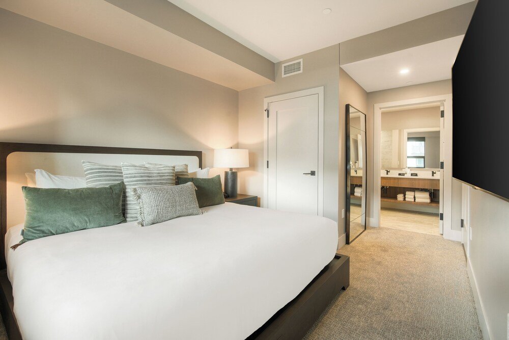 Hotel room with a comfortable bed