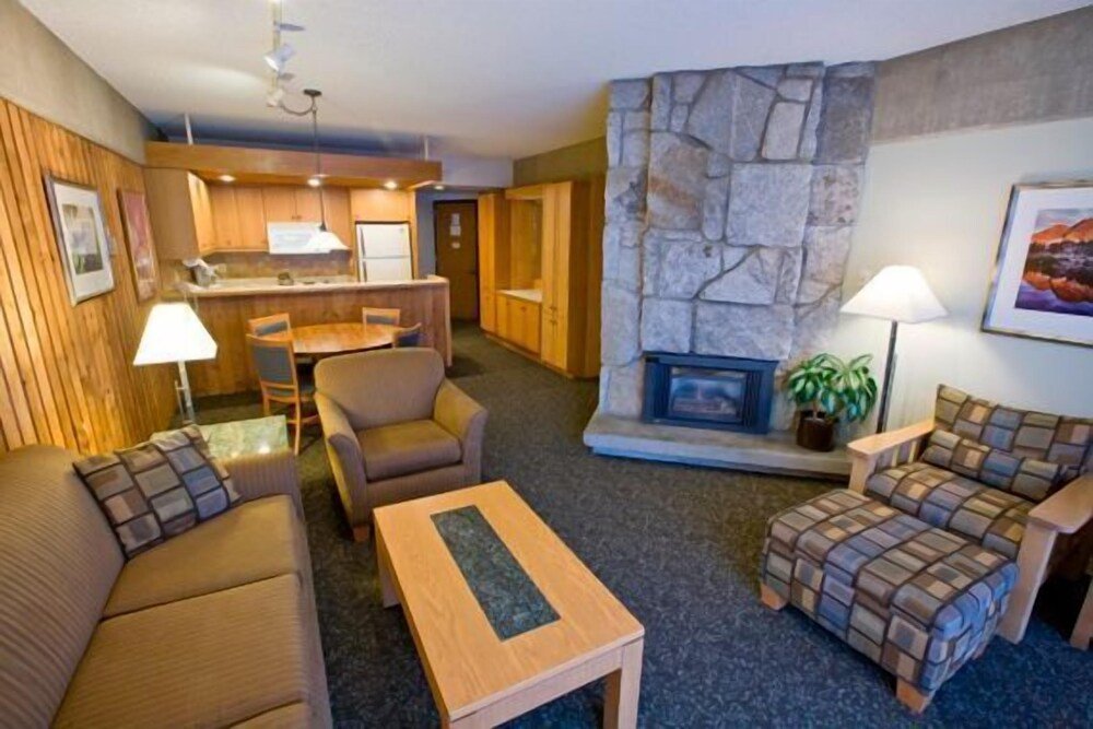 Cozy living area with warm lighting
