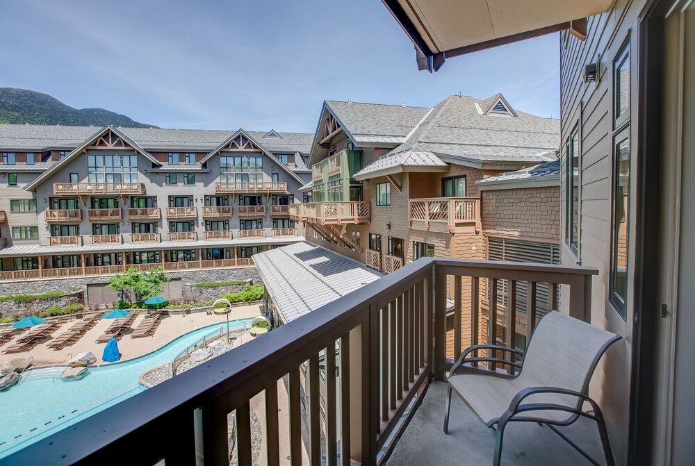 Multi-story resort building at Spruce Peak