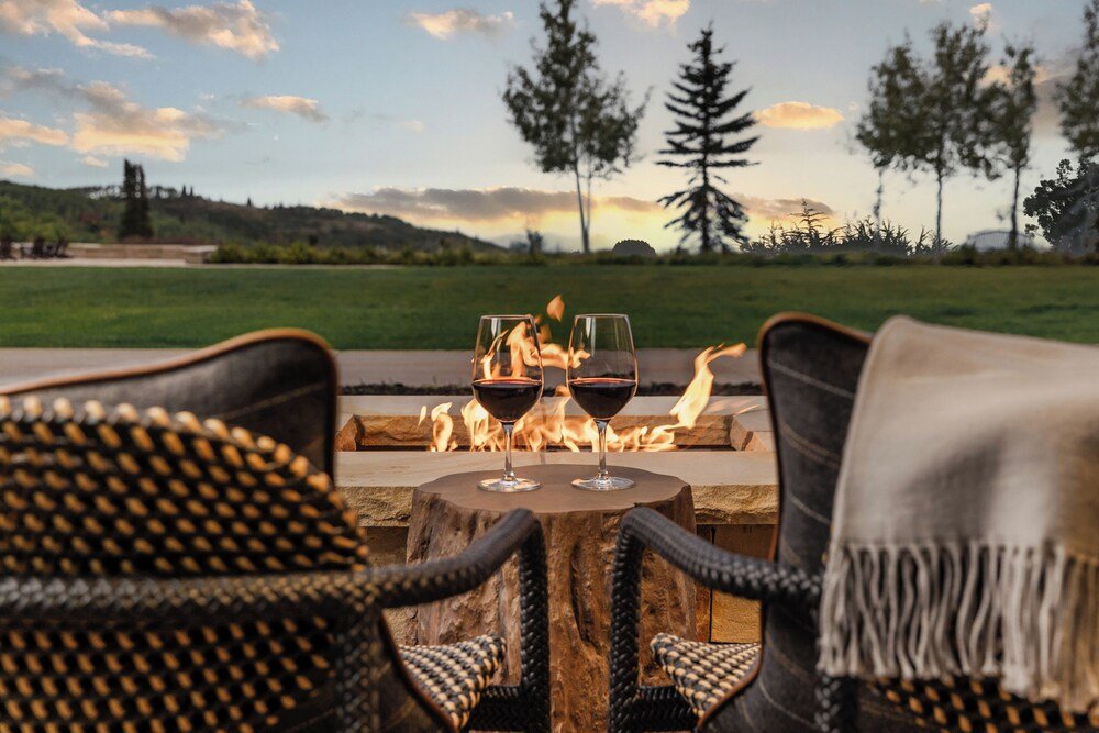 Outdoor seating area at the mountain hotel