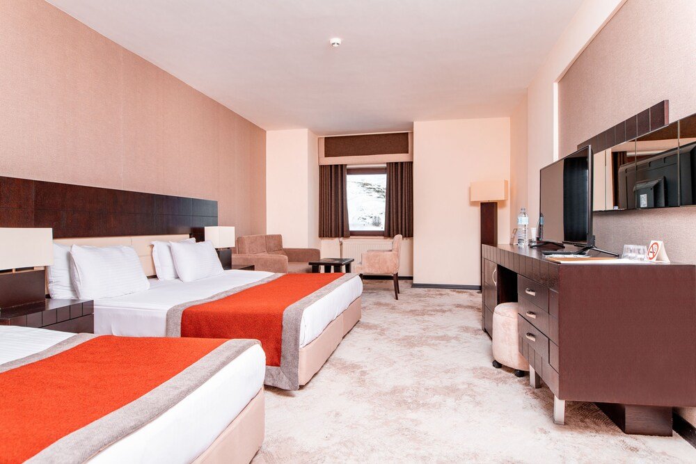 Hotel room with two beds