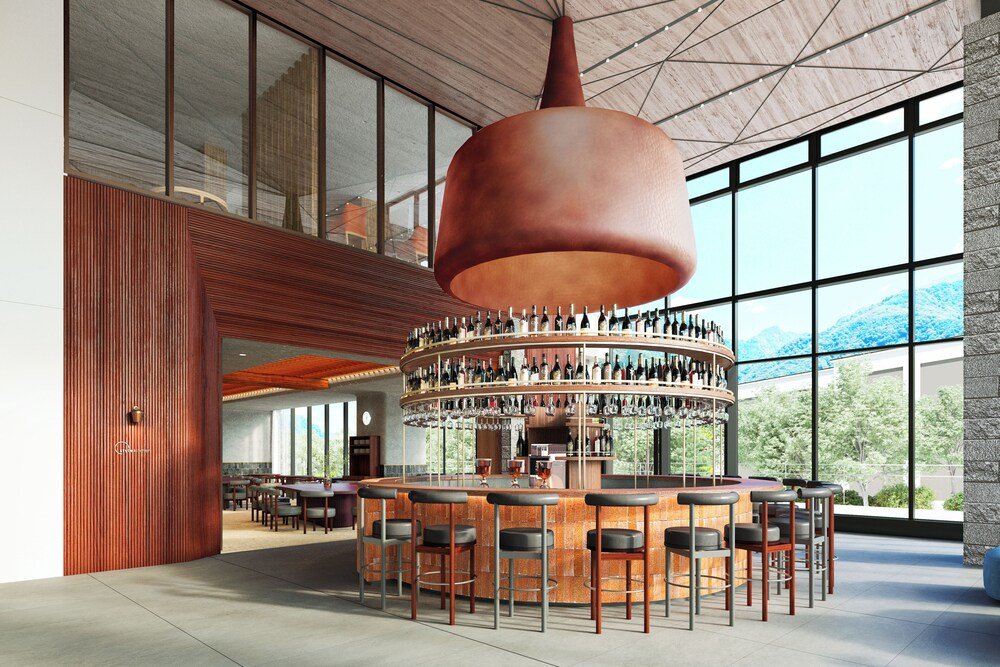 Bar area with a circular bar