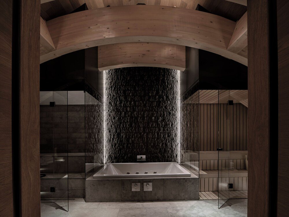 Modern bathroom with a freestanding bathtub