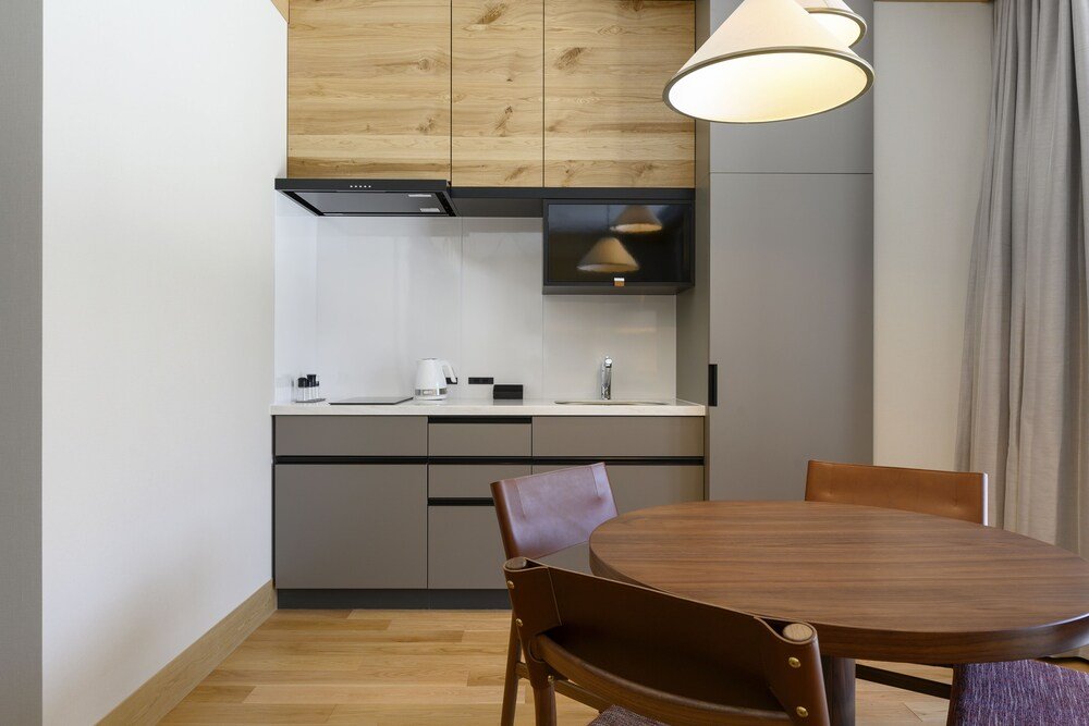 Compact kitchen in the hotel room