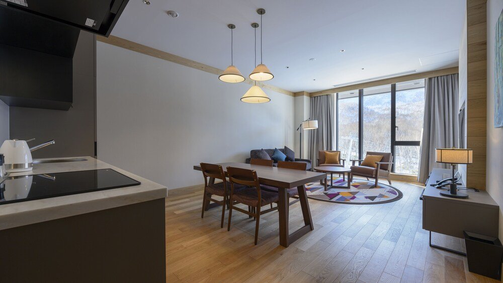 Modern kitchen with a dining area